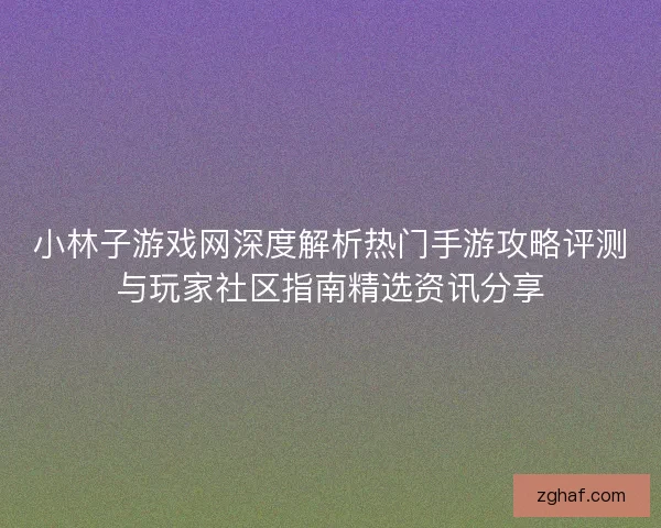 小林子游戏网深度解析热门手游攻略评测与玩家社区指南精选资讯分享